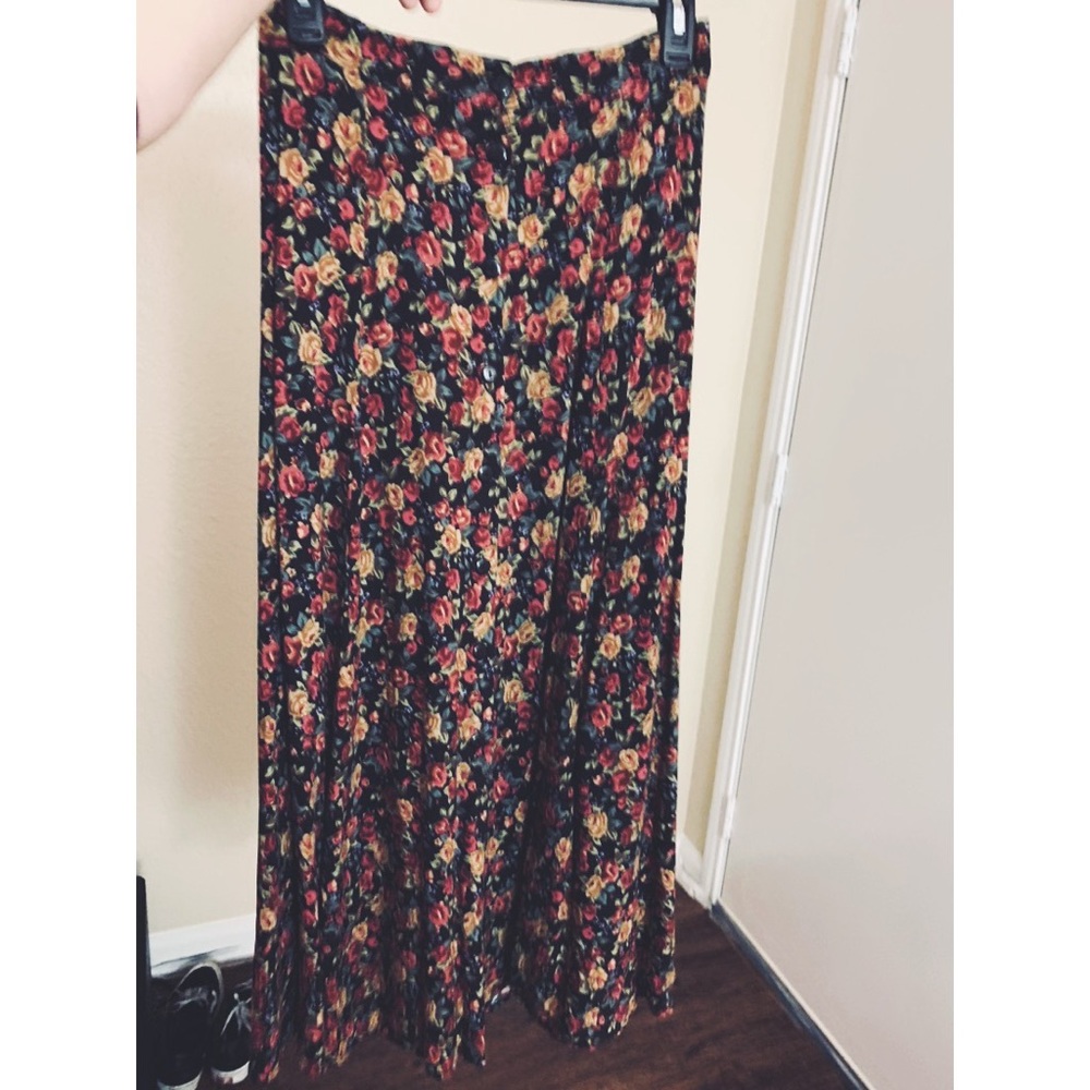 Floral button-down maxi skirt